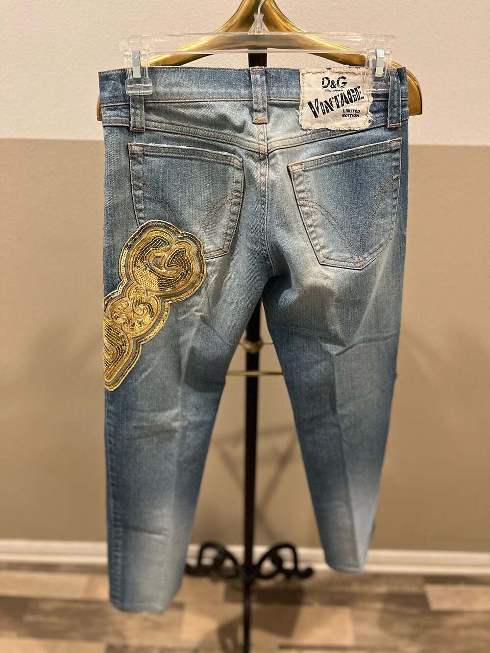 D&G Vintage Limited Edition Sequin Embroidered Logo Jeans